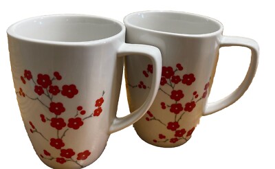 Corelle Coordinates Porcelain Coffee Mugs Hanami Garden Square 10 oz Set/2