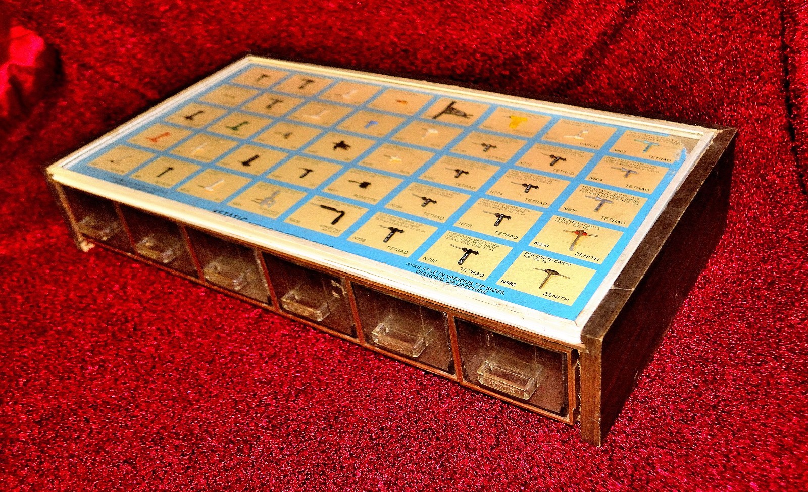 1940's Old Antique ASTATIC NEEDLE & CARTRIDGE Caddy-File STORE DISPLAY Cabinet