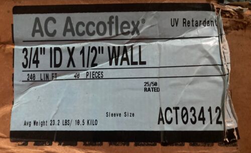 6FT Armacell Accoflex Pipe Insulation 3/4" ID x 1/2" Wall UV Retardant ACT03412