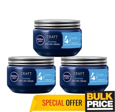 Nivea Men Shaping Styling Hair Cream Flexible Natural Hold 150ml 3-Pack
