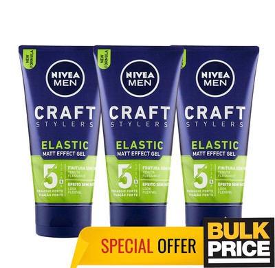 Nivea Men Elastic Hair Styling Gel Matt Effect 150ml 3-Pack