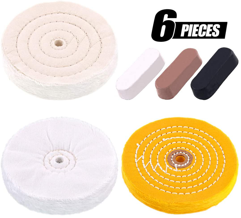 6 Pcs Buffing Polishing Wheels For Bench Grinder Buffer With 1/2