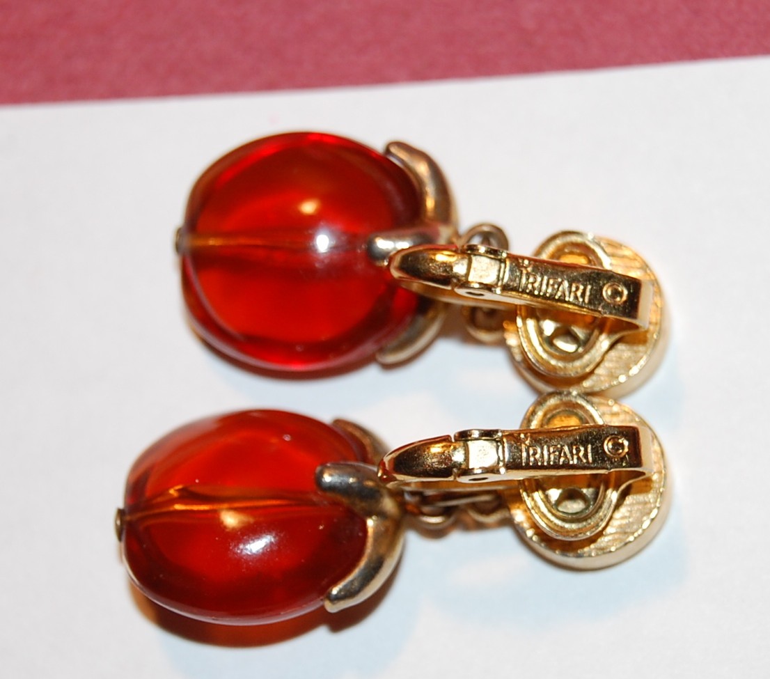 Trifari Lucite Clip-on Earrings