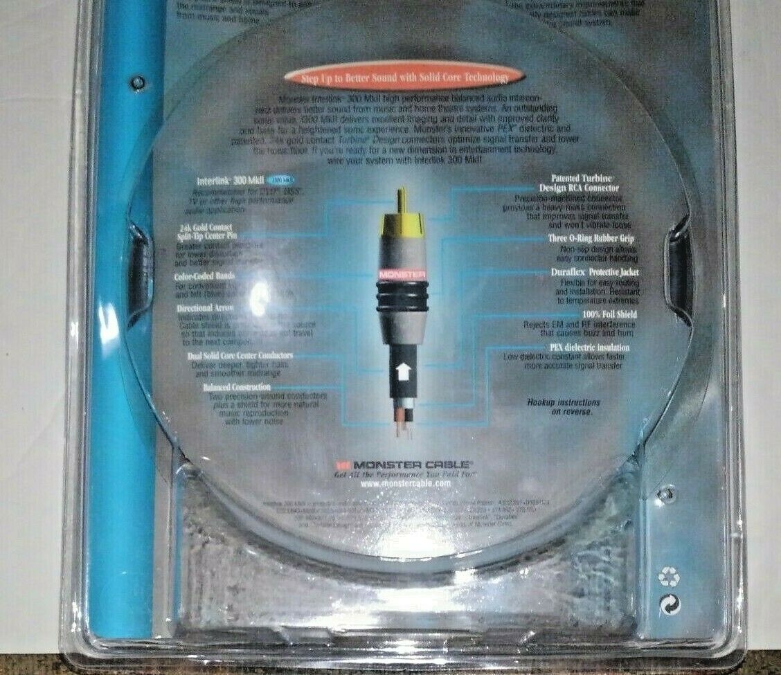 Monster Cable InterLink 300MK II RCA Audio Interconnect Pair 2 meter 6.6 ft