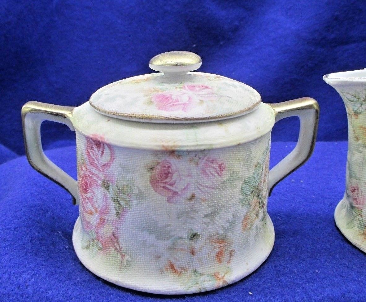Royal Bayreuth Rose Tapestry Cream & Sugar w/lid NICE