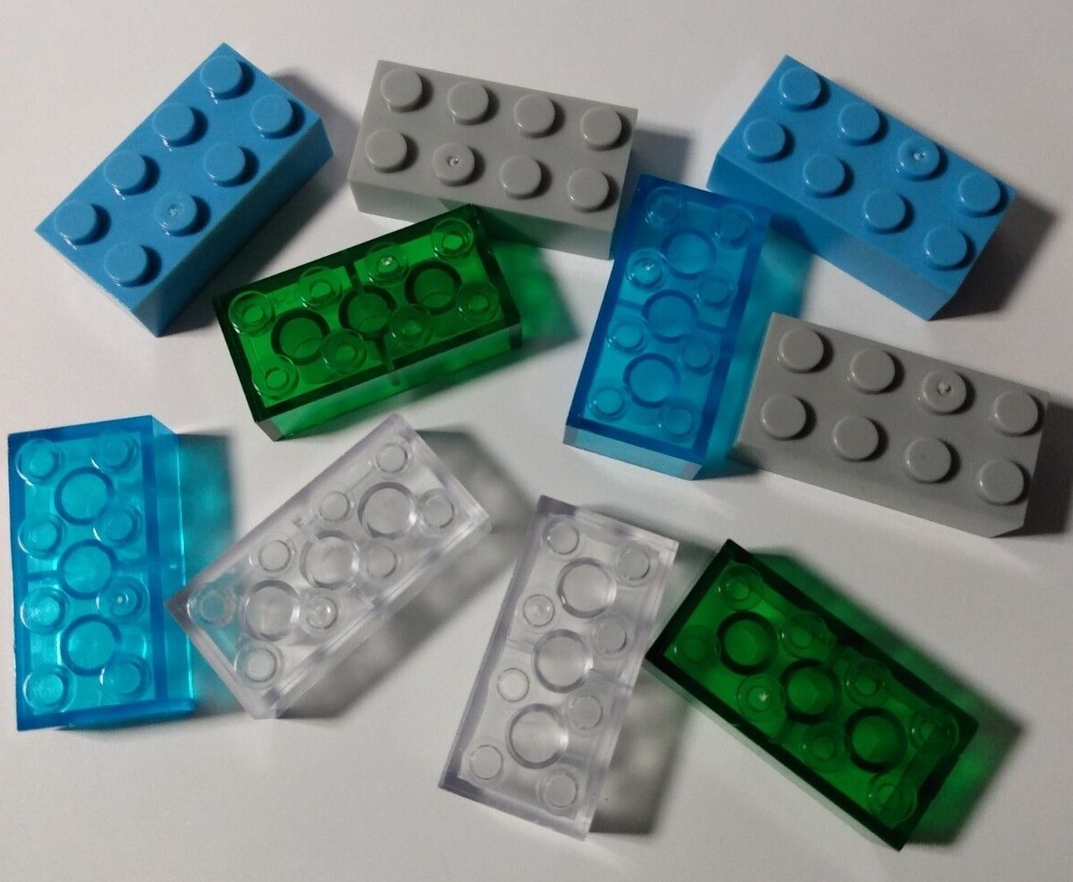New Trans Clear Blue Green Bluish Gray 2x4 Brick #3001