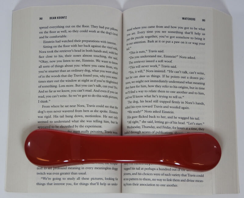 BookBone® Weighted Rubber Bookmark - Holds Books Open - RED - Made in USA