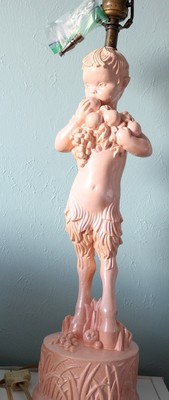 Vintage Centaur Pan Boy Goat Chalkware Lamp