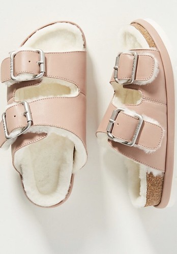 Сандалии Anthropologie J/Slide Lynx из розовой кожи на подкладке из овечьей овчины 10