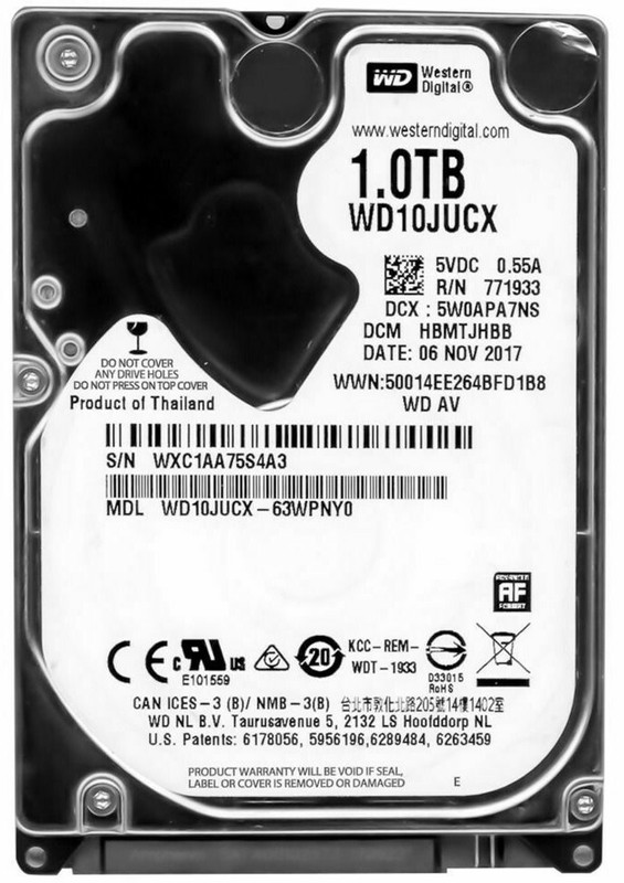 Festplatte Western Digital 1tb 5400u/Min 16mb Cache Sata Iii Wd10jucx 2.5' Zoll 