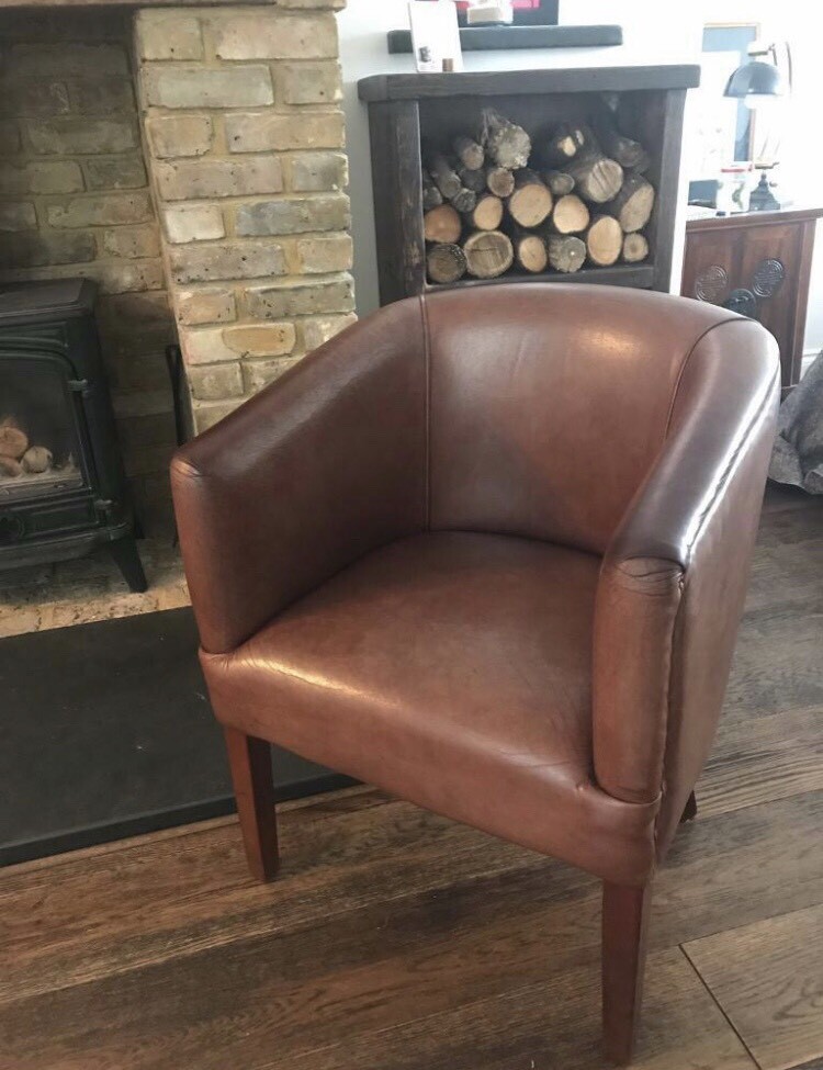Brown genuine leather armchair tub chair in Benfleet, Essex Gumtree