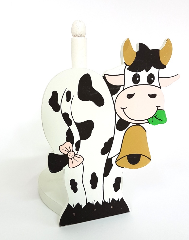 Porta Rotolo Scottex Rotolone Tovaglioli Carta Cucina In Legno Mucca moc