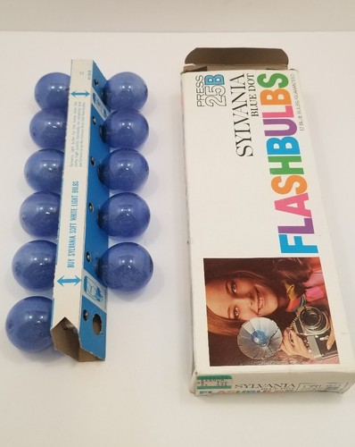 Vintage Sylvania PRESS 25B Blue Dot Flashbulbs -Blue Bulbs Box of 11, NOS