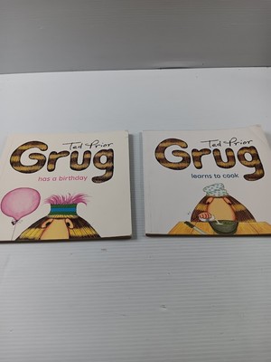 GRUG x2  - Has A Birthday, Learns To Cook, Ted Prior, Softcover Books