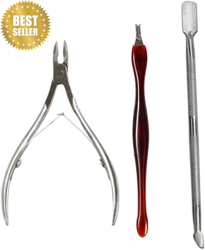 3 Piece Manicure Pedicure Set Stainless Steel Cuticle Cutter Nail Trimmer