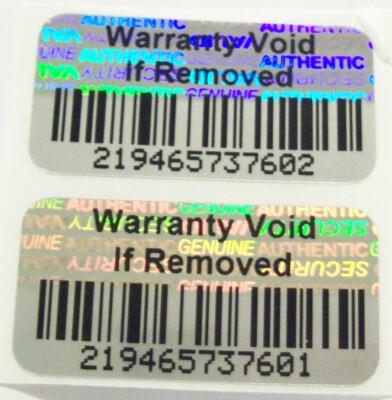 WVIR WARRANTY VOID BARCODE Product Protection Security Hologram Labels