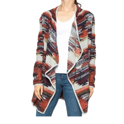 NEW Lucky Brand Aztec Open Front Drap Cardigan Women's Size Medium