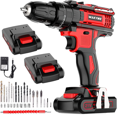 21V Impact Drill with 2 Batteries Cordless Drill Driver 350 In Lb