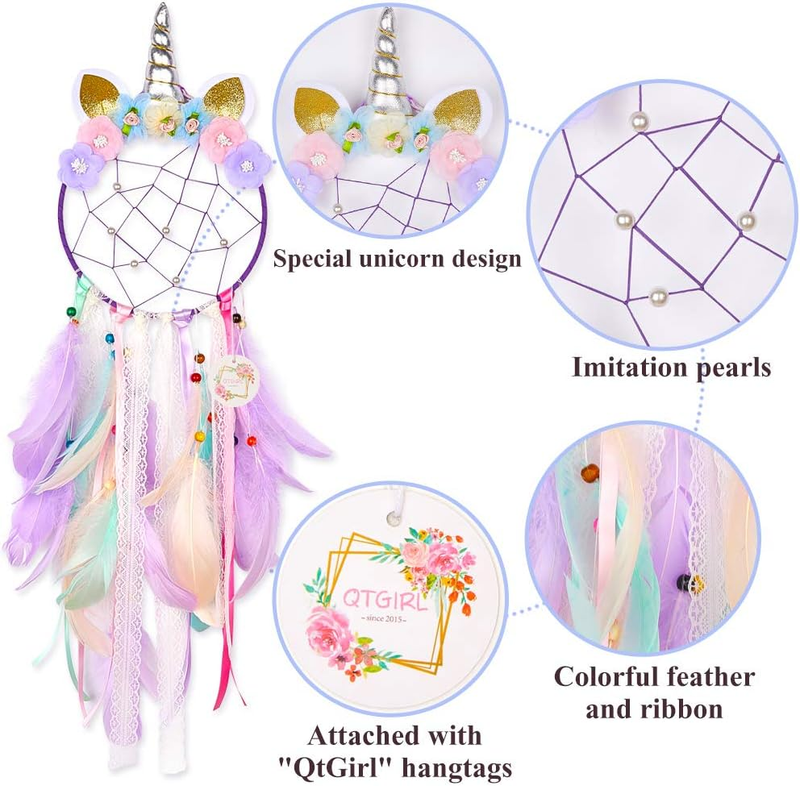 Dream Catchers for Kids Unicorn Dream Catcher Feather Wall Décor for Girls Bedro