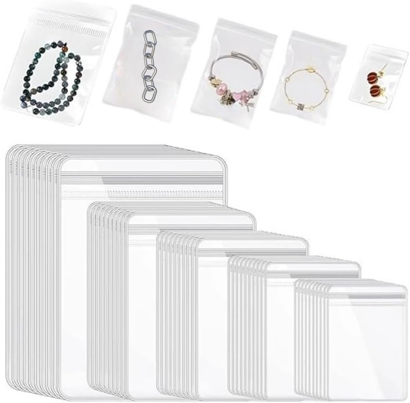 100 Pcs Transparent Pvc Jewelry Bags, Jewelry Storage Pouches, Necklaces, Earrin