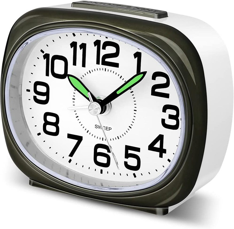 Silent Alarm Clocks Bedside Non Ticking Battery Powered Simple Analogue