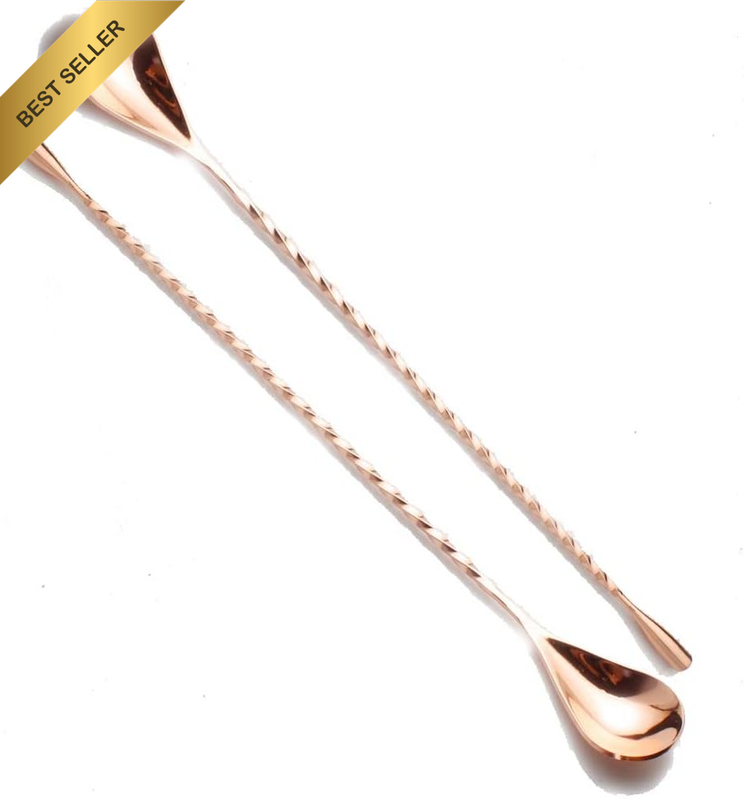 2PCS 12 Inch Mixing Bar Spoons Stainless Steel Spiral Cocktail Stirrer