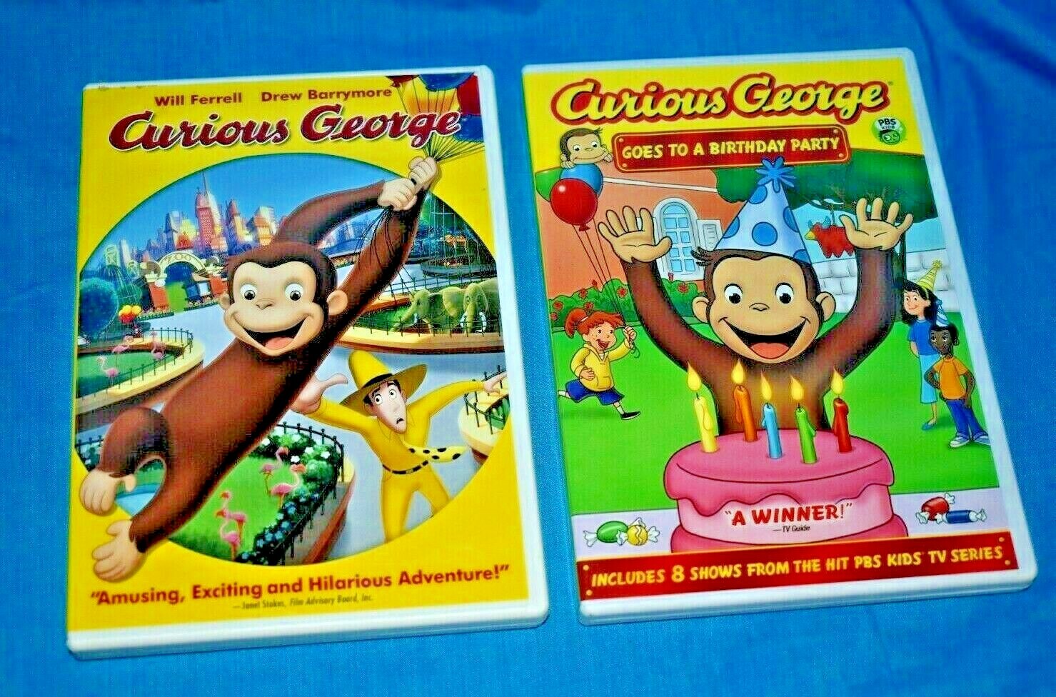 Monkey Curious George DVD Lot of 2 DVDs The Movie / Birthday