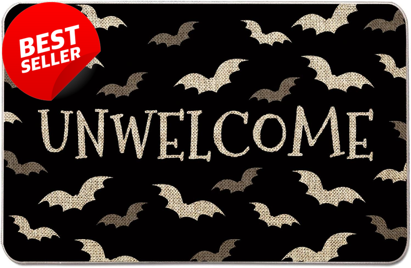 Halloween Bat Door Mat Unwelcome Non Slip Entry Rug Farmhouse 17x27 - US