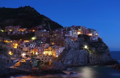 Cinque Terre at Night, Italy 11'' x 17'' Poster/ Print