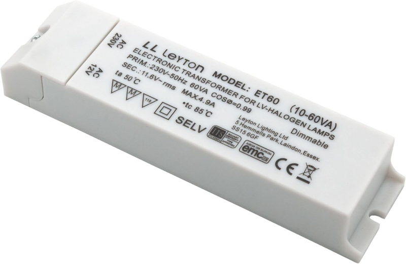 Leyton Lighting ET60FLY 10W - 60W 12V Low Voltage Halogen Transformer Fly Lead