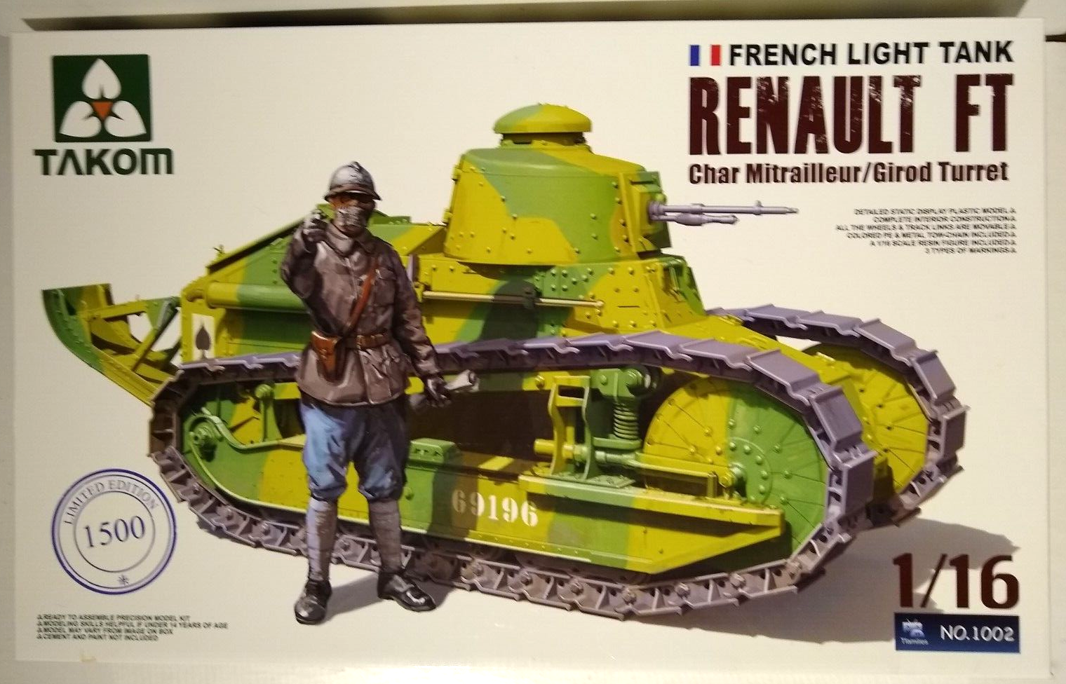 TAKOM Renault FT-17軽戦車1/16スケール　プラモデル Takom 1/16 scale Renault FT-17 light tank | Finescale
