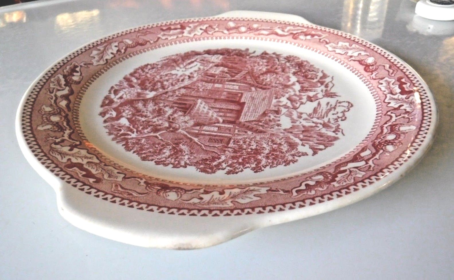 Nice Vintage Memory Lane Royal Ironstone 1965 Red Transferware 10.5 Inch Platter