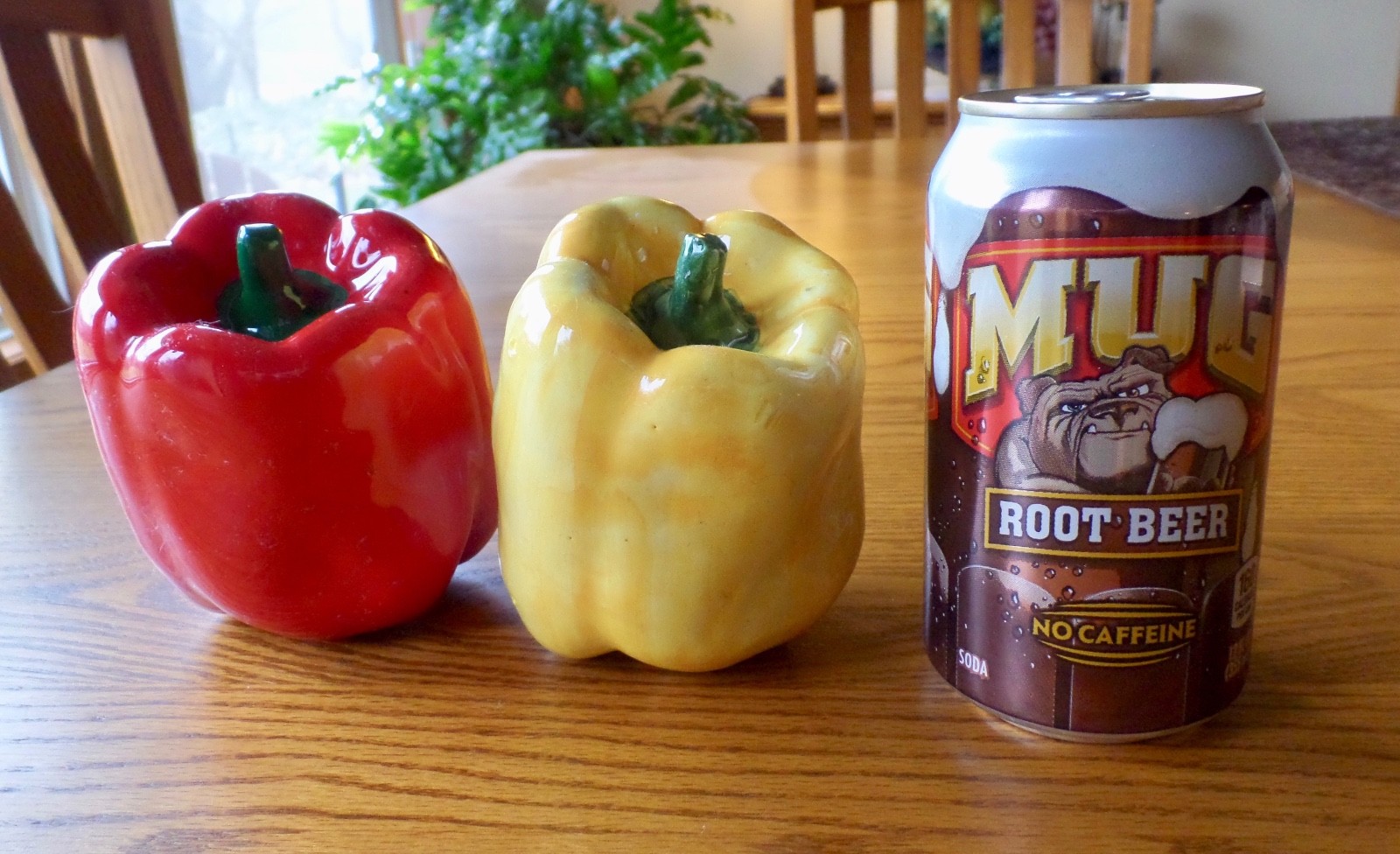 Vintage Glass Realistic Large Red & Yellow Green Peppers Set of 2  Made In Italy