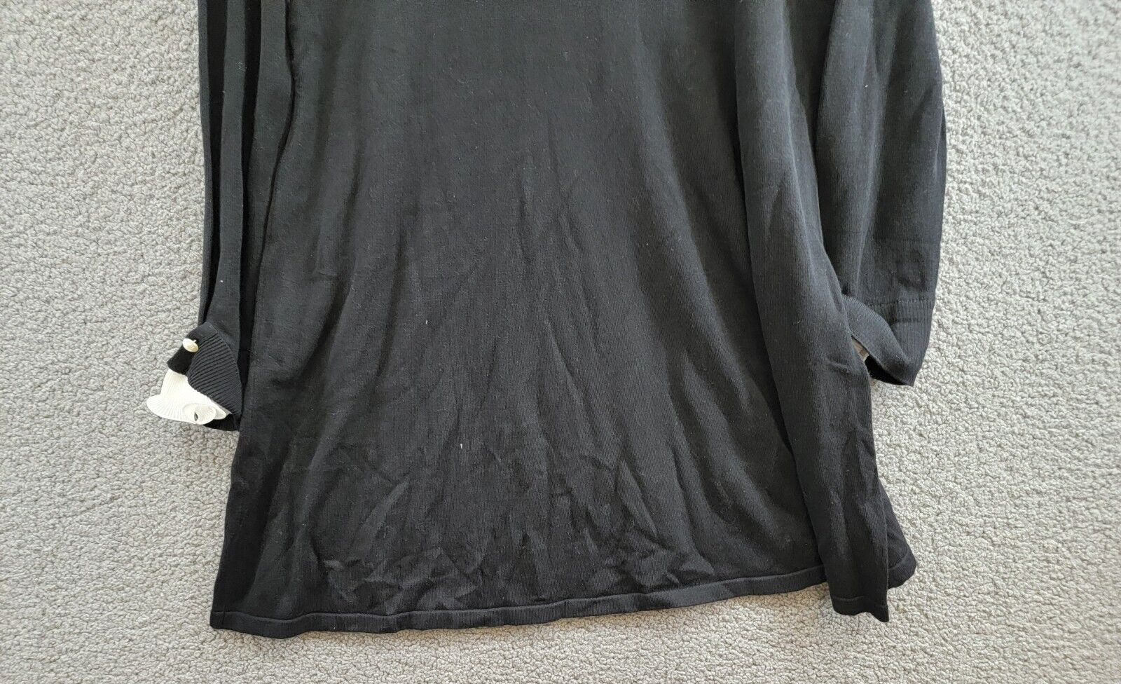 CeCe Ruffle Trim Sweater Dress Women's XL Black/White Crew Neck Pullover L/S - Picture 12 of 15