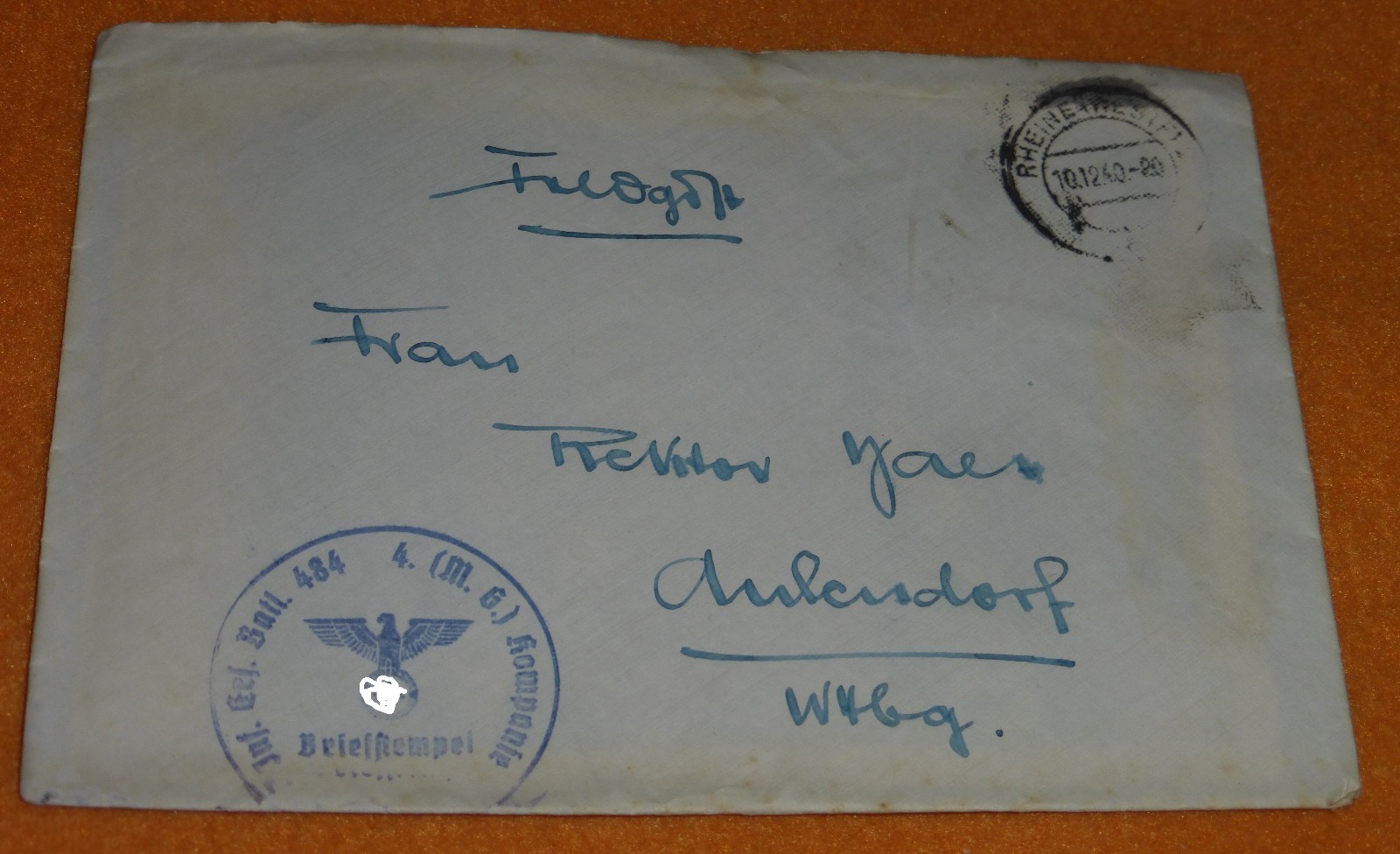 IEB 484 MG Schtzen Rheine Feldpost Dichter Hugo Halt (Hans Trossbach) Aulendorf