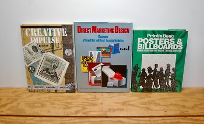 Lot of 3 Vintage Graphic Design Poster/Magazine Marketing Typography Art Books
