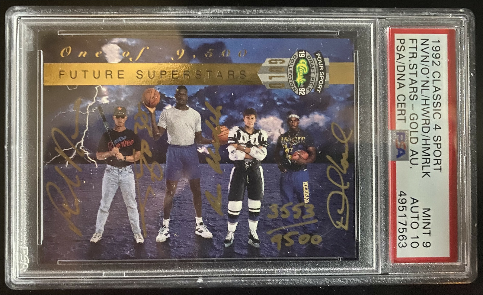 1992 Shaquille O'Neal Classic Four 4-Sport RC Auto /9500 PSA