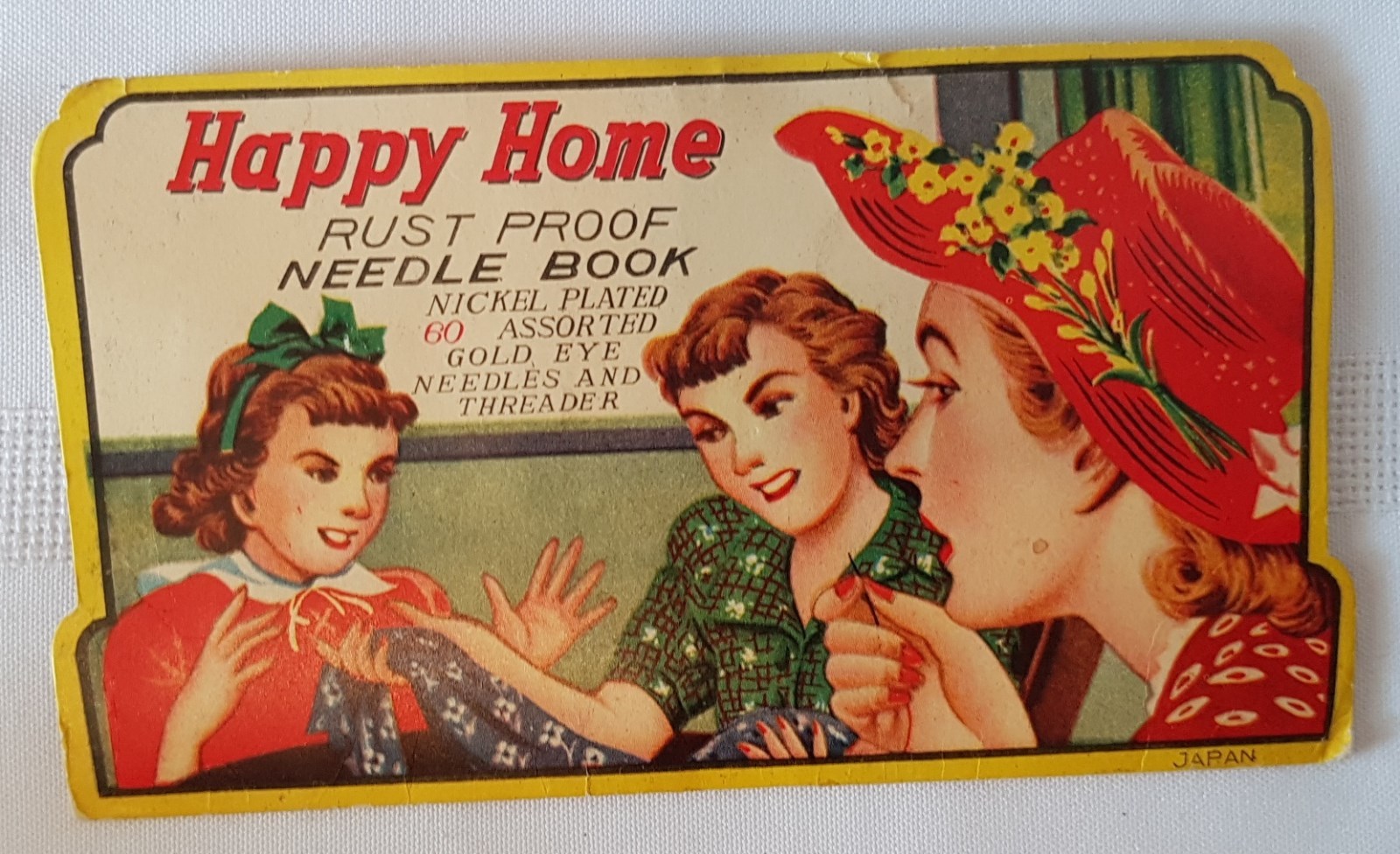 Vintage Happy Home Rust Proof Needle Book Gold Eye Needles