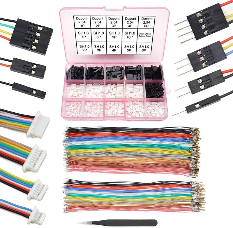 SH1.0 to DP 2.54 Pre-Crimped Cables and Connectors Kit Compatible with JST SH 1.