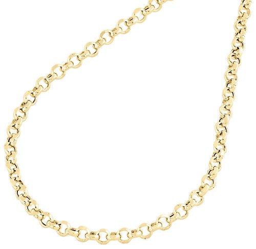 Pre-owned Jfl Diamonds & Timepieces Real 10k Yellow Gold Open Circle Rolo Link Chain 3.35mm Necklace 22-30 Inches