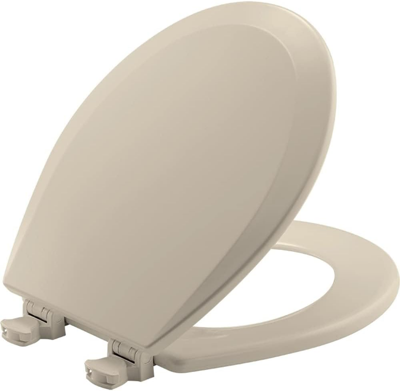 Bemis 500EC Durable Wood Toilet Seat with Easy Clean Hinges, Made in USA, Round,