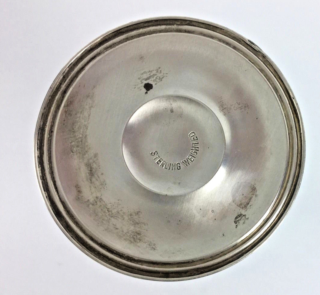 VTG Clear Crystal Etched Glass Single Stem Vase Sterling Silver Weighted Base