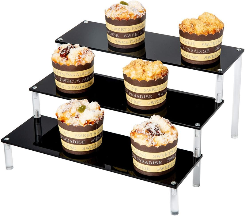 Black Acrylic Display Stand Perfume Display Stand, 3 Tier Desserts Holder,3 Tier