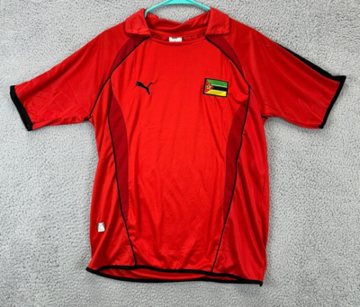 Puma Shirt Youth Large L Red Black Mozambique Soccer Jersey Athletic Boy s NEW