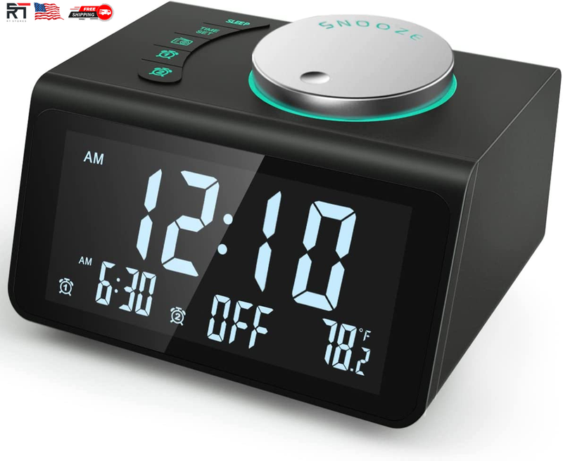 Clock Radio Small Digital Alarm Clock  With FM Radio And Dual USB Charging Port