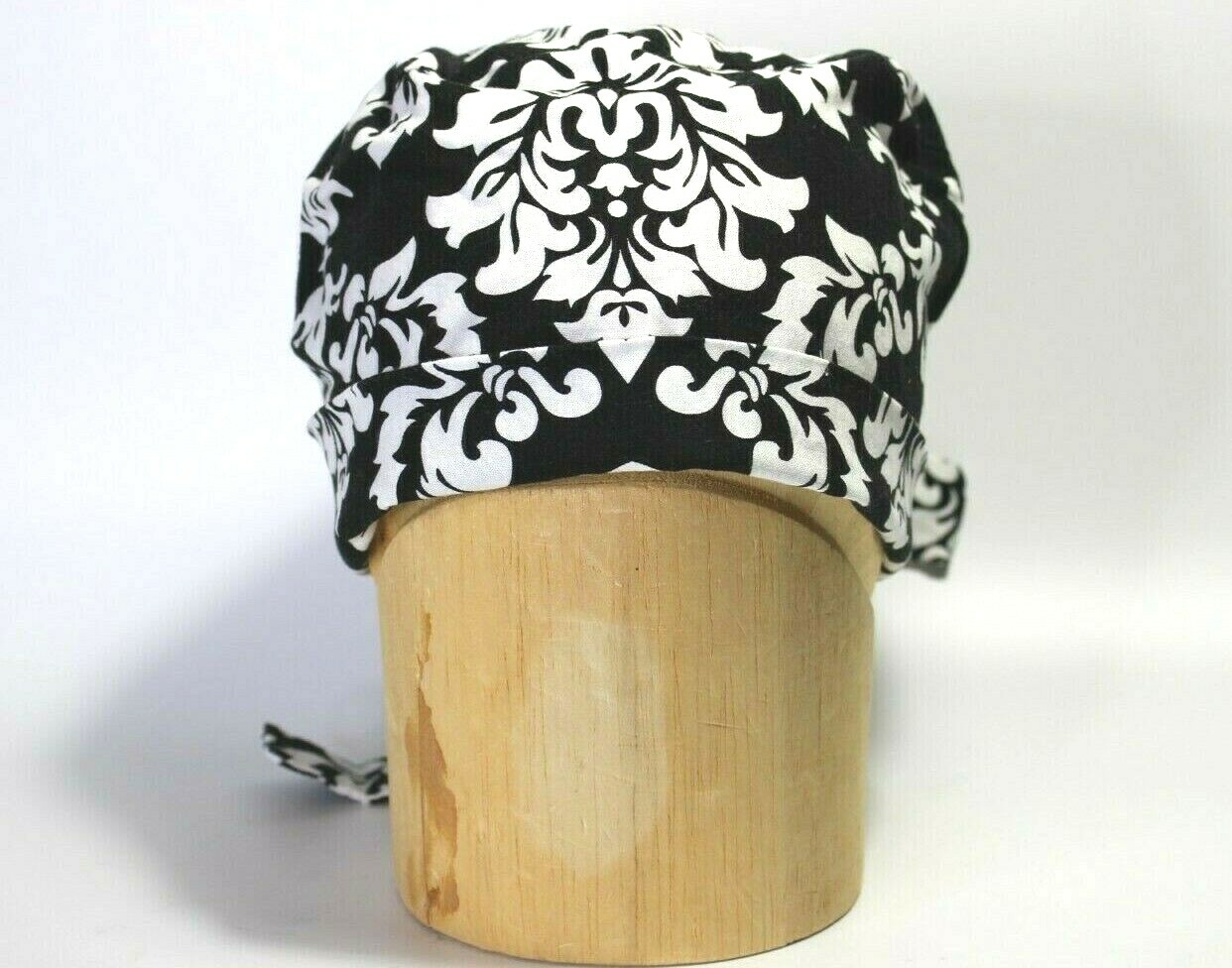 Scrub Cap Hat Surgical Womens Black and White Pattern 100% Cotton One Size