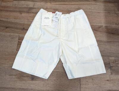 $730 Mens Alexander McQueen Flat Front Cotton Shorts White