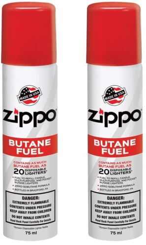ZIPPO BUTANE FUEL 75 ml Lighter Fluid MADE IN USA  - ***PACK OF 2***