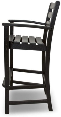 Outdoor Patio Bar Arm Chair 300 lb. Capacity Weather Resistant Plastic Black