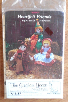 NEW  Gingham Goose Heartfelt Friends Big as Life 36'' Doll Pattern Sweet ''Jenny''